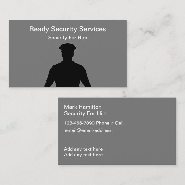 Security Services For Hire Glossy Business Cards (Front/Back)