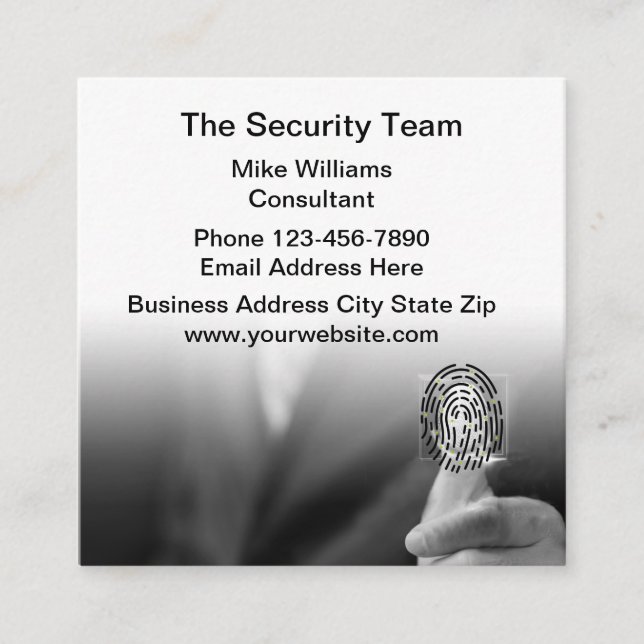 Security Services Modern Fingerprint Business Card (Front)