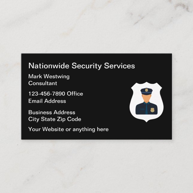 Security Services Security Guard Business Cards (Front)