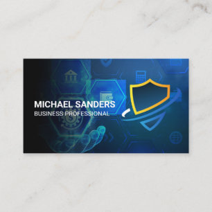 Security Shield Logo Tech Finance Background Business Card