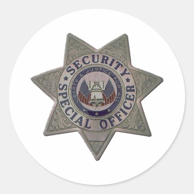Security Special Officer Silver Classic Round Sticker (Front)