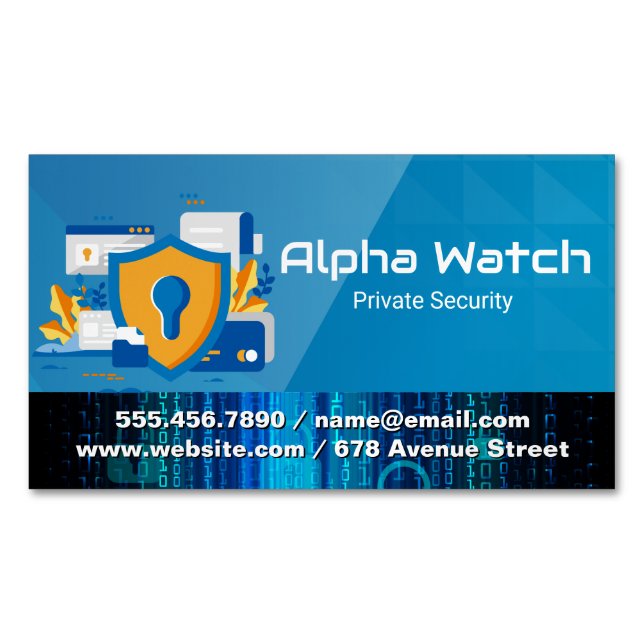 Security Team | Cyber Coding | Tech Magnetic Business Card (Front)