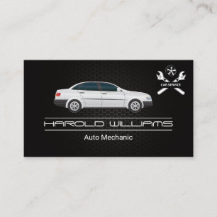 Sedan Car   Mechanic Wrenches Logo   Service Business Card