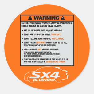 Sedan Warning Sticker