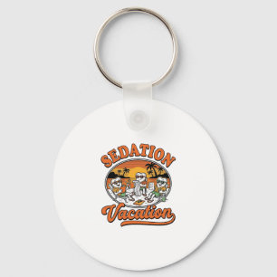 Sedation Vacation Retro Dental Humor Shirt Design_ Key Ring