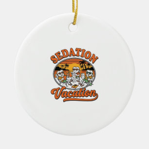 Sedation Vacation Retro Dental Humour Shirt Design Ceramic Ornament