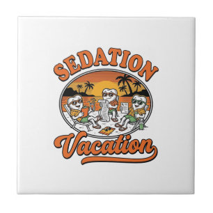 Sedation Vacation Retro Dental Humour Shirt Design Ceramic Tile