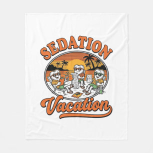 Sedation Vacation Retro Dental Humour Shirt Design Fleece Blanket