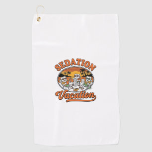 Sedation Vacation Retro Dental Humour Shirt Design Golf Towel