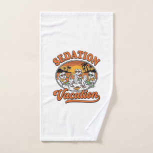 Sedation Vacation Retro Dental Humour Shirt Design Hand Towel