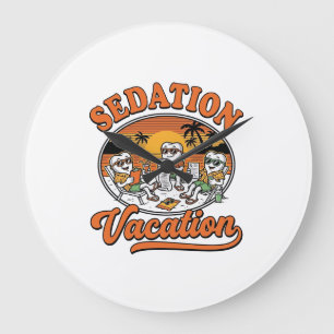 Sedation Vacation Retro Dental Humour Shirt Design Large Clock