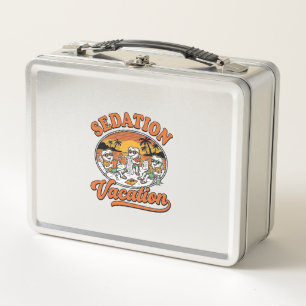 Sedation Vacation Retro Dental Humour Shirt Design Metal Lunch Box
