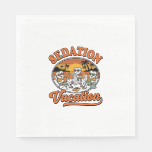 Sedation Vacation Retro Dental Humour Shirt Design Napkin