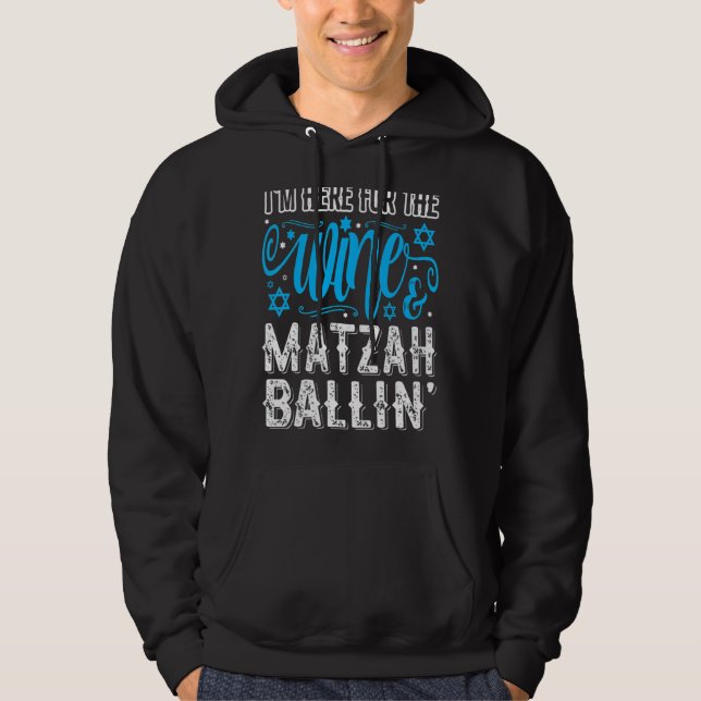 Seder  Jewish Wine & Matzah Ballin'  Passover Hoodie (Front)