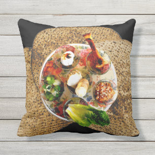 Seder Plate & 3 Matzos - See Both Sides Outdoor Cushion
