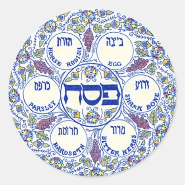 Seder Plate Classic Round Sticker (Front)