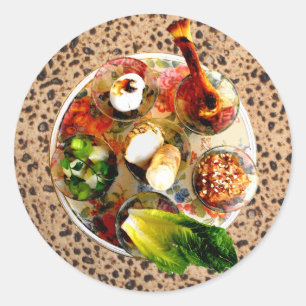 Seder Plate & Matazah Classic Round Sticker