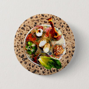 Seder Plate & Matzah 6 Cm Round Badge