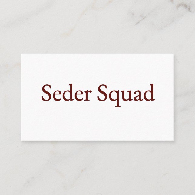 Seder Squad Card, Passover Card, Jewish Holiday  Business Card (Front)