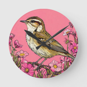 Sedge warbler bird round clock