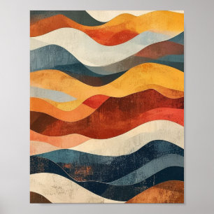 Sedimentary Echoes: A Mid-Century Modern Abstract Poster