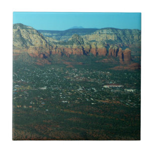 Sedona and Coffee Pot Rock from Above Ceramic Tile