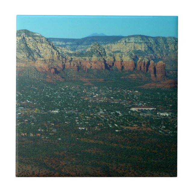 Sedona and Coffee Pot Rock from Above Ceramic Tile (Front)