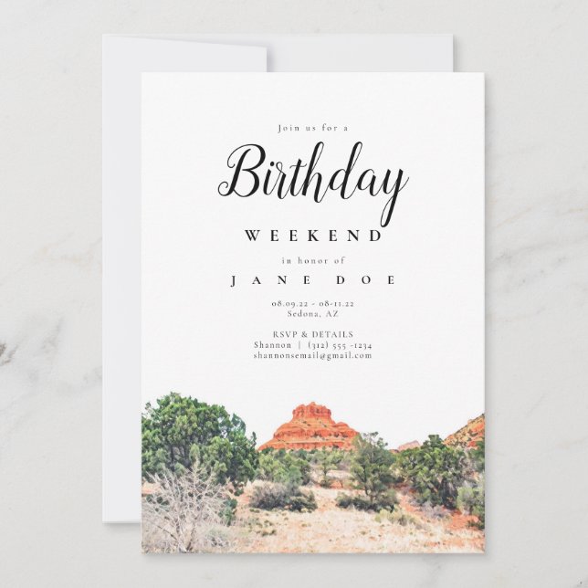 Sedona Arizona Birthday Weekend Invitation (Front)