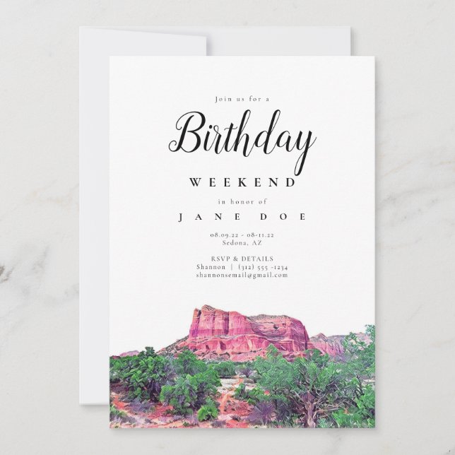 Sedona Arizona Birthday Weekend Invitation (Front)