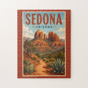 Sedona Arizona Cathedral Rock Illustration Travel Jigsaw Puzzle