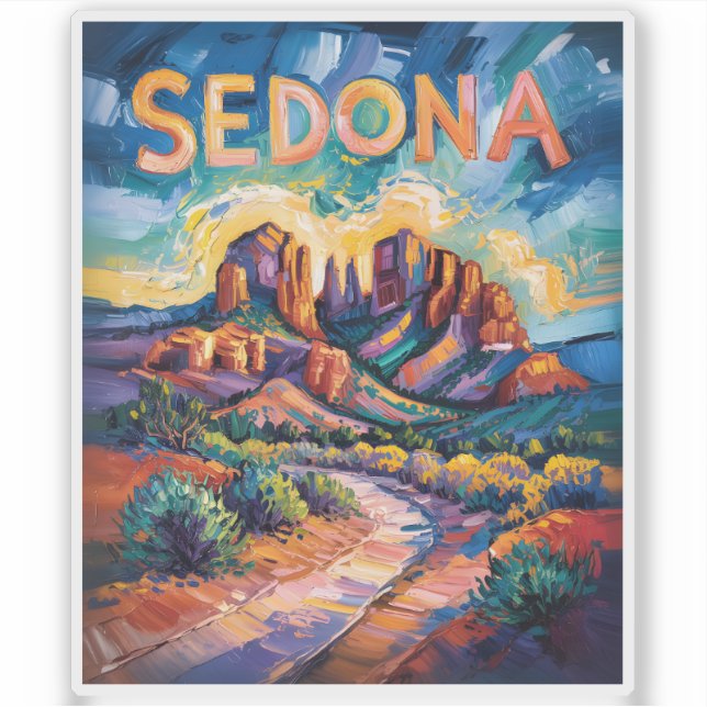 Sedona Arizona Cathedral Rock Van Gogh Vibrant Art (Front)