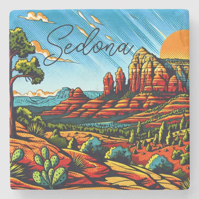 Sedona, Arizona Christmas Stone Coaster (Front)