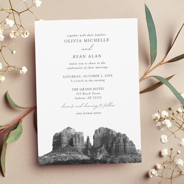 Sedona Arizona Classic Black & White Wedding Invitation (Sedona Arizona Wedding invitation)