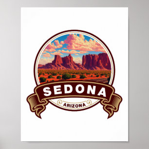 Sedona Arizona Colourful Travel Badge Poster