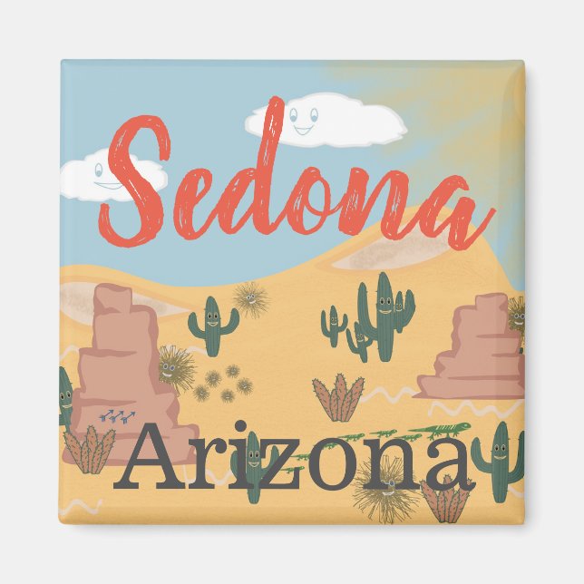 Sedona Arizona Desert Illustration Magnet (Front)