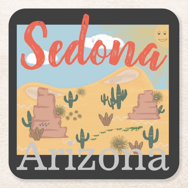 Sedona Arizona Desert Square Paper Coaster (Front)