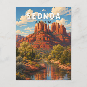 Sedona Arizona Illustration Travel Art Vintage Postcard