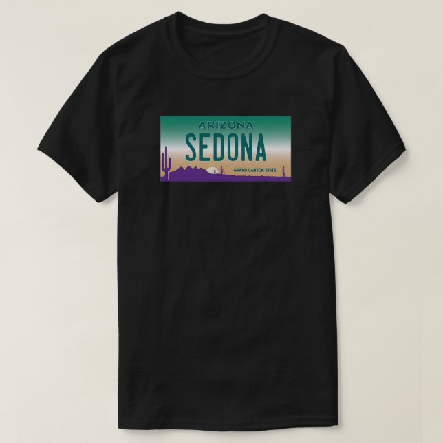 Sedona Arizona License Plate Mountains Outdoor Hik T-Shirt (Design Front)
