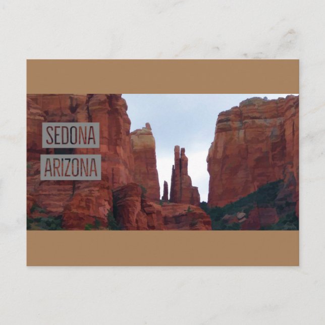 Sedona Arizona Mountains Travel Poster Postcard (Front)