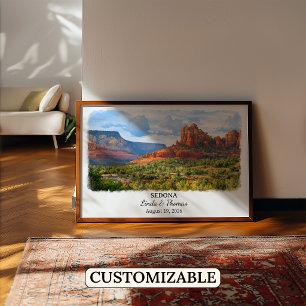 Sedona Arizona Poster, Watercolor, Custom Poster