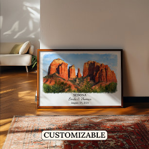 Sedona Arizona Poster, Watercolor, Custom Poster