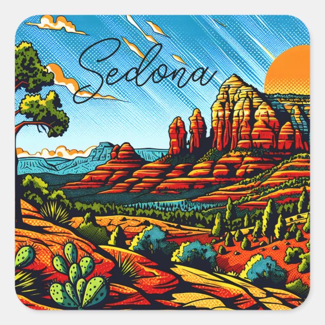 Sedona, Arizona Red Canyon Square Sticker (Front)