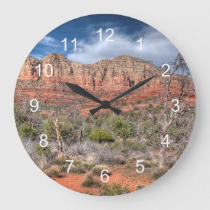 Sedona Arizona red rock landscape Large Clock