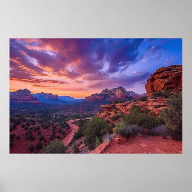 Sedona Arizona Red Rocks Nature Beautiful Sunset Poster (Front)
