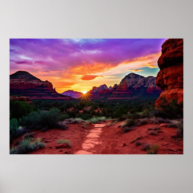 Sedona Arizona Red Rocks Nature Beautiful Sunset Poster (Front)