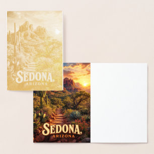 Sedona Arizona Sunset Red Rock Desert Travel Foil Card