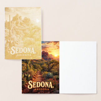 Sedona Arizona Sunset Red Rock Desert Travel Foil Card