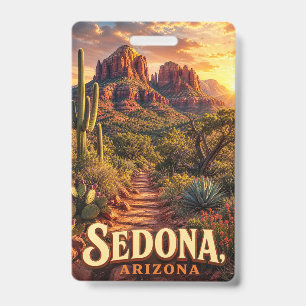 Sedona Arizona Sunset Red Rock Desert Travel ID Badge