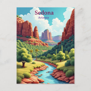 Sedona Arizona USA Travel Places watercolor Postcard