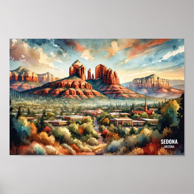 Sedona Arizona USA Travel Places watercolor Poster (Front)